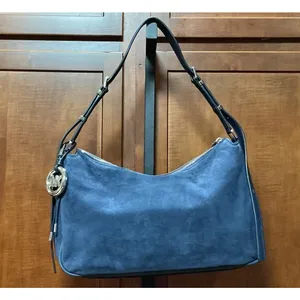 Michael Kors Nolita Medium Blue Suede Convertible Shoulder Hobo Bag 30F5GY5M2L thumbnail 3