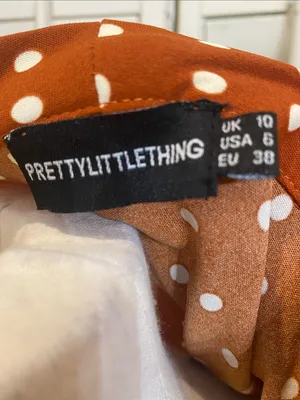 PrettyLittleThing Rust Polka Dot Wrap Mini Dress thumbnail 6