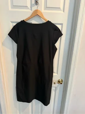 L.L. Bean Black Athletic V-Neck Cap Sleeve Midi Dress thumbnail 6