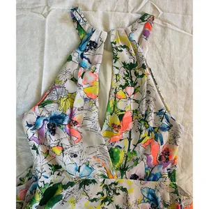 Express Floral High Neck Dress – Watercolor Print, A-Line Fit & Flare, Size 8 thumbnail 9
