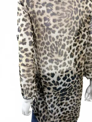 Cute Animal Print Sheer Top Size S Brown thumbnail 4