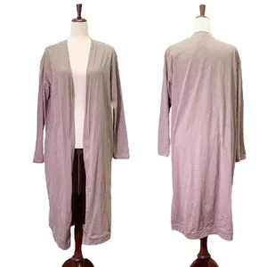 NWT Three Bird Nest Mocha Long Duster Cardigan Size Large 100% Cotton Open Front thumbnail 2
