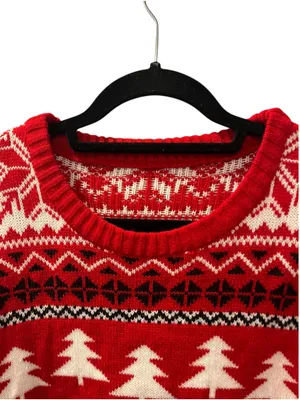 Ugly Christmas Sweater Women's Size XL Red Reindeer Knit Holiday Fair Isle Soft thumbnail 3