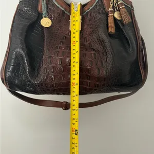 Brahmin Elisa Hobo‎ Sachel Bag Croc Embossed Leather Charm & Tassel thumbnail 10
