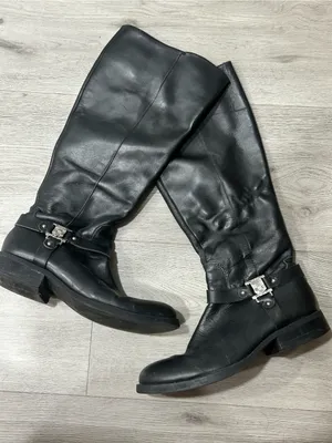 Vince Camuto Farren Boots Black Solid Tall Knee Sz 8M Leather Womens thumbnail 1