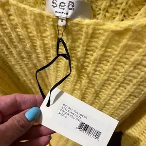NWT Sea New York Nellie Tie Waist Sweater Yellow S thumbnail 2