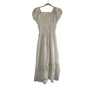 ✨Anna-Kaci Lace Cap Sleeve Lace Trim Ruffle Flared Hem Maxi Cream Sz S Dress✨ thumbnail 7
