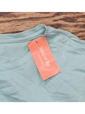 NWT State of Day Womens Cotton Blend Short-Sleeve Sleep Tee Canton Blue Green XL thumbnail 4