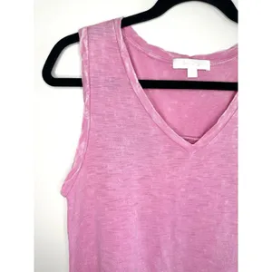 Eri + Ali Anthropologie Pink Eyelet Lace Back‎ Tank Top Small Cotton V-Neck Boho thumbnail 3