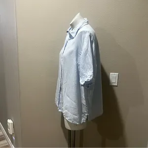 Lauren Ralph Lauren light blue linen short sleeve blouse thumbnail 7