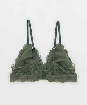 Aerie Green Rebel Lace Triangle Bralette thumbnail 2
