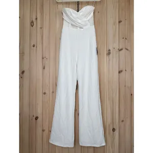 NWT Lulus Surely Stunning Ivory Strapless Bustier Jumpsuit Cut Out Elegant Sz S thumbnail 2