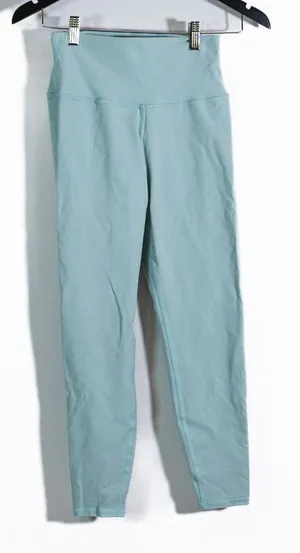 Alo Yoga Women's Cotton Blend High Rise Athletic Work Out Crop Leggings Blue S thumbnail 1