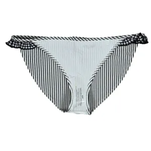Aerie Bikini Bottoms Black White‎ Stripe Ruffle Gingham Size M thumbnail 3