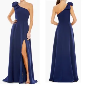 NWT Ieena MacDuggal Bow One Shoulder A-Line Gown Midnight Size 6 thumbnail 2