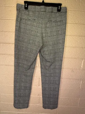 Amanda+ Chelsea Plaid Straight-Leg Dress Pants in Black and White thumbnail 3