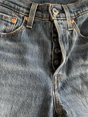 Levi's 501 High-Rise Straight Leg Jeans Buttonfly 24X30 Med Wash Cotton Stretch thumbnail 5