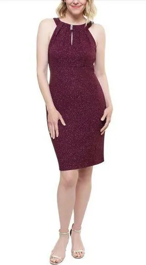 NEW SLNY Embellished Halter Neck Keyhole Short Sheath Dress 18 thumbnail 1