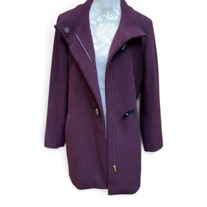 Lauren Ralph Lauren Wool Peacoat Trench Coat Purple Burgundy Size 12 Old Money thumbnail 10