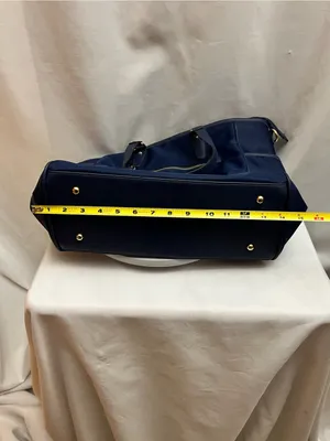 XB Navy Blue Nylon Tote Bag Laptop Travel Shoulder Purse Gold Hardware thumbnail 5