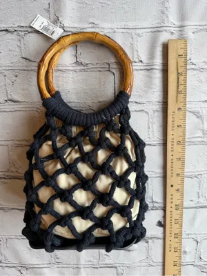 Old Navy Vintage-Style Woven Net & Bamboo Handle Bucket Bag thumbnail 7