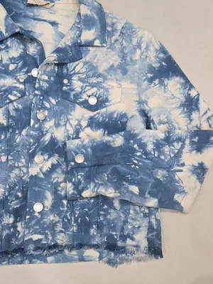 Sack's Tie-Dye Cropped Denim Jacket - Blue & White Size 1 thumbnail 5