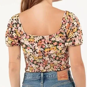 Billabong Get Along Puff Sleeve Crop Top Size Floral thumbnail 2