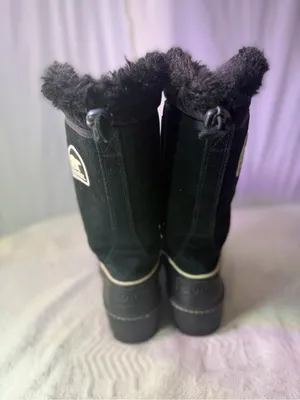 Sorel Black Lace-Up Women's Winter Tall Boot with Faux-Fur Trim thumbnail 7