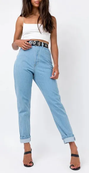 Princess Polly vintage mom jeans in pale blue thumbnail 1