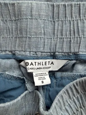 Athleta Blue Cabo Linen Jogger Pant Size 8 thumbnail 3