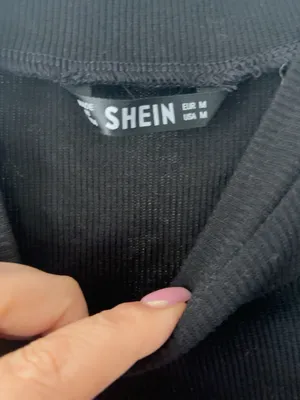 SheIn Black Ribbed Sheer Mesh Sleeve Mock Neck Top M thumbnail 3