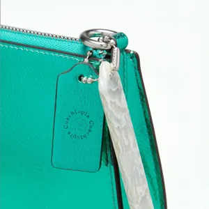 Coach Coachtopia Small Wavy Shoulder Bag Metallic Green Leather NWT CU873 New thumbnail 6