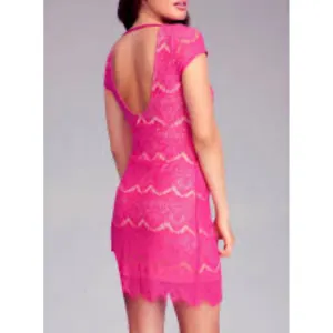 Bebe Pink Lace Bodycon Dress Mini M y2k dainty party formal romantic coquette thumbnail 2