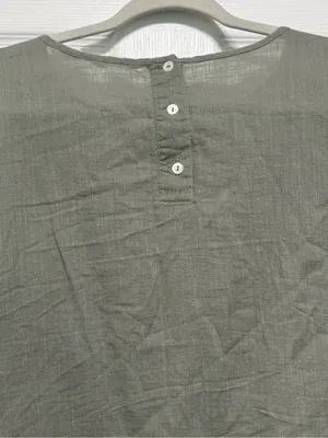 Candace Cameron Bure Sage Green Floral Embroidery Cotton Short Sleeve Top Large thumbnail 4