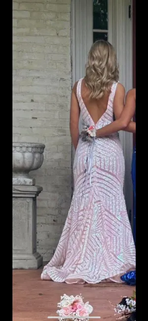 Jovani Light Pink Prom Dress Long thumbnail 4