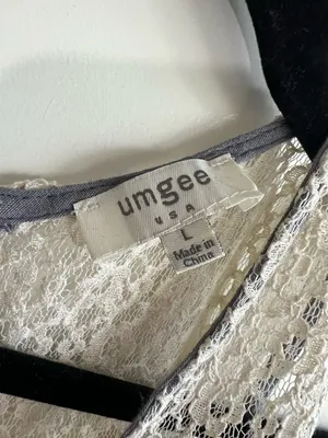 Umgee Boho Sleeveless Dress/Tunic, Lace Detail, Blue/Gray thumbnail 2