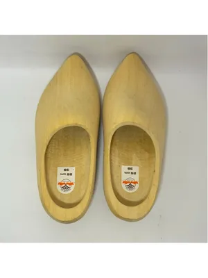 Dutch Holland Handmade Traditional Plain Solid Wood Wooden Clog Shoes Size 39 thumbnail 4