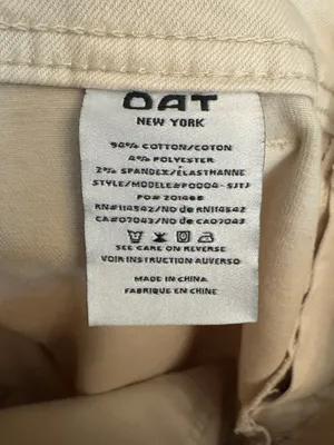 Oat 8/29 Cream High Rise Wide Leg Cotton Blend Pants Raw Edge Summer Casual thumbnail 10