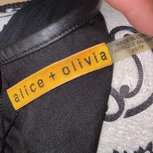 Alice + Olivia Sleeveless Silk Blend Lamb Leather Trim Maxi Black Dress Like New thumbnail 9