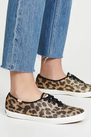 Keds x Kate Spade Leopard Print Glitter‎ Sneakers, Size 9 thumbnail 1