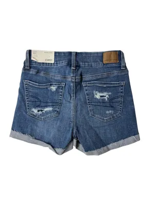 (C38) American Eagle Curvy Midi Shorts Size 0 Low Rise Medium Wash Next Level thumbnail 2