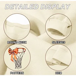 NWT Basketball Game Day Bow Graphic Crewneck Sweatshirt Apricot Medium thumbnail 2