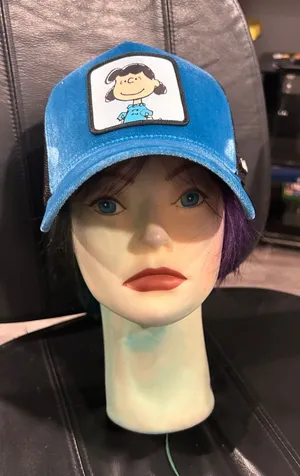 Blue Plush Baseball Cap with Cartoon Patch thumbnail 1