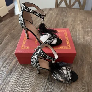 Azmodo Women's 37 Stiletto Heels wedding Rhinestones Tassel 6.5 prom formal thumbnail 4