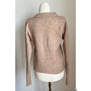 Quince Baby Alpaca Wool Diamond Stitch Crewneck Sweater Camel Small thumbnail 4