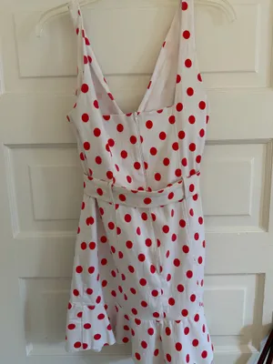 ASOS Red Polka Dot Belted Dress thumbnail 3