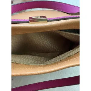 Kate Spade New York‎ Pebbled Leather Colorblock Tote Bag Tan Red Purple thumbnail 10