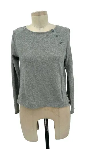 James Perse‎ Gray Button Neckline Long Sleeve T-Shirt Size 00 / XXS thumbnail 1