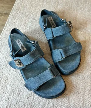 Steve Madden Mona Denim Blue Buckle Sandals thumbnail 1
