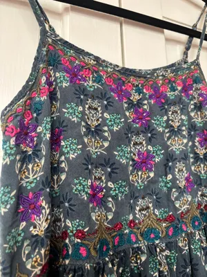 NATURAL LIFE Sara Embroidered Floral Mini Dress Dark Teal Medallion‎ Size XS thumbnail 7